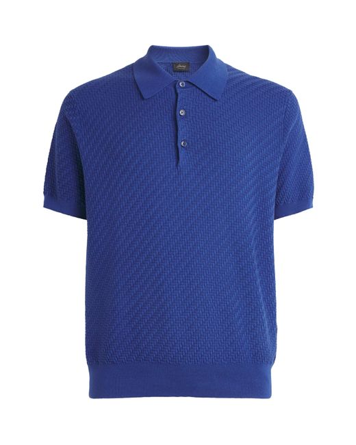 Brioni Blue Cotton-Silk-Cashmere Polo Shirt for men