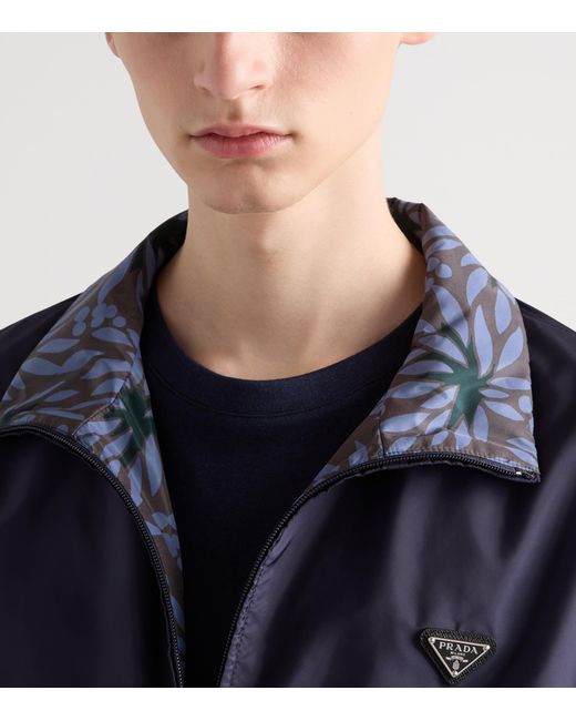 Prada Blue Reversible Re-Nylon Bomber Jacket for men