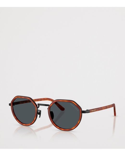 Giorgio Armani Black Metal Round Sunglasses for men
