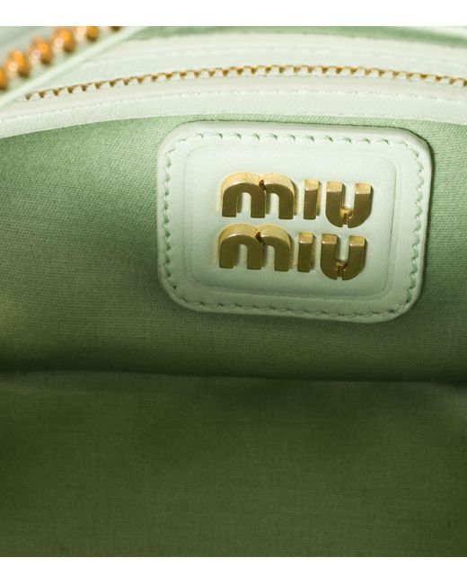 Miu Miu Green Nappa Leather Matelassé Arcadie Top-Handle Bag