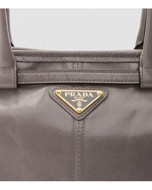 Prada Gray Medium Leather Shoulder Bag