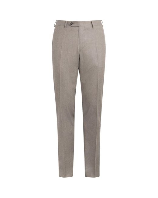 Canali Gray Wool Straight Trousers for men