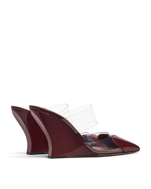 Alaïa Purple Leather-Pvc Le Coeur Wedge Mules 90