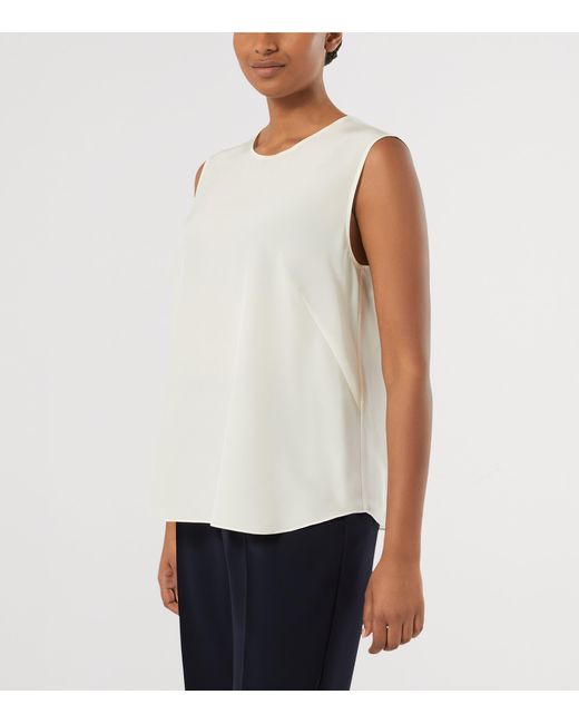 Marina Rinaldi White Silk Sleeveless Blouse
