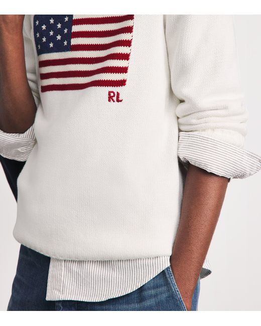Polo Ralph Lauren White American Flag Sweater for men
