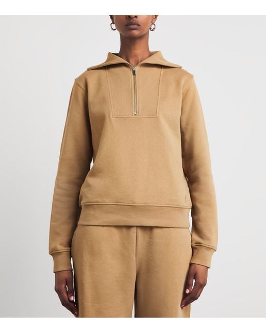 Harrods Natural Cotton Zip-Up Funnel-Neck Sweater