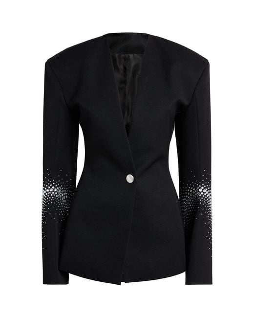 The Attico Black Wool Crystal-embellished Blazer