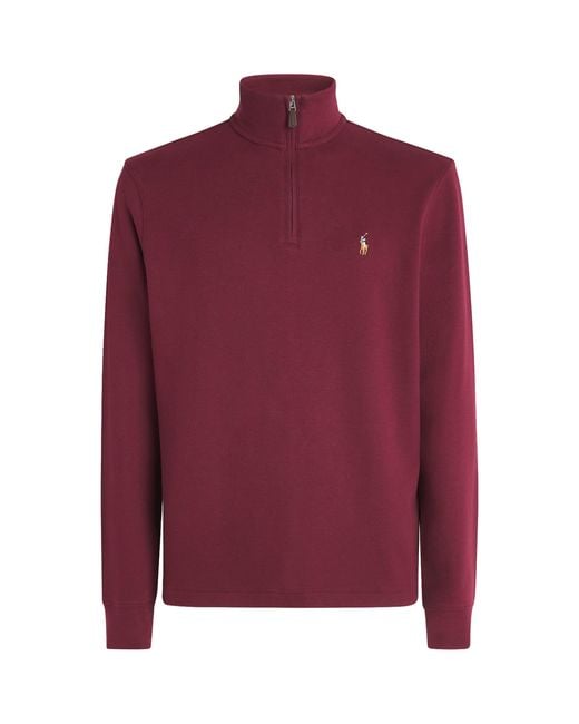 Polo Ralph Lauren Red Estate-Rib Quarter-Zip Sweater for men