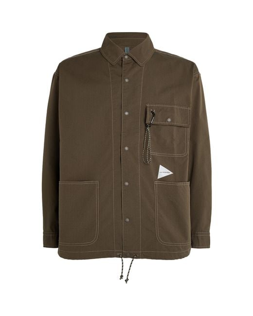 And Wander Green Ripstop Overshirt for men