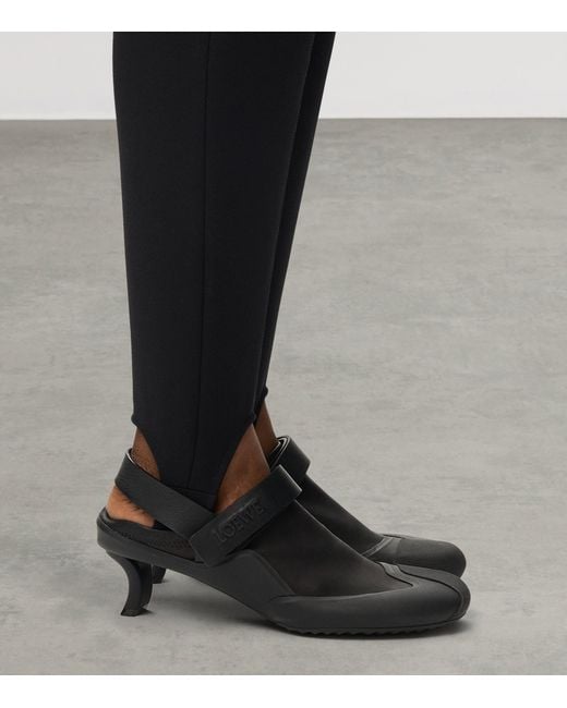 Loewe Black Leather Dive Slingback Mules 45