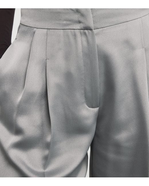 MAX&Co. Gray Satin Pleated Wide-Leg Trousers
