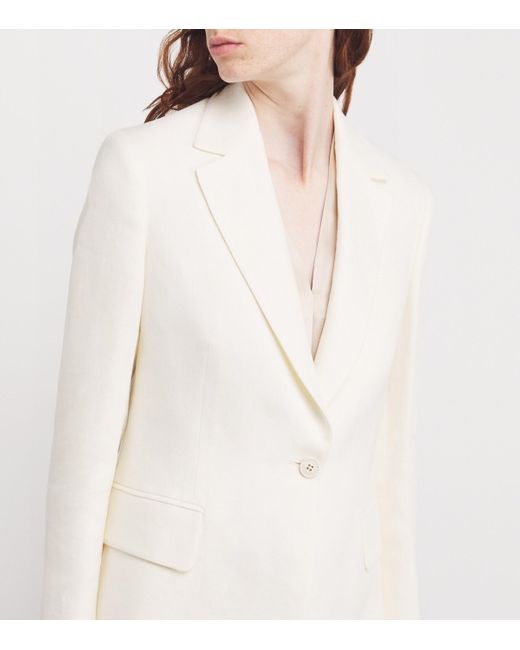 Eleventy White Linen-Wool Single-Button Blazer