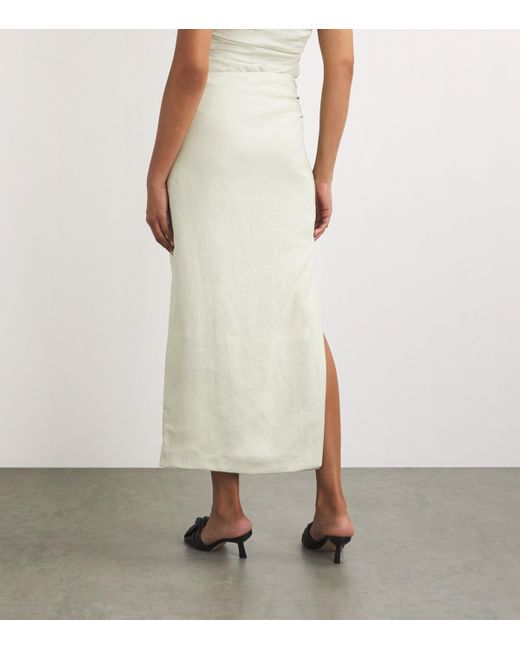 Sir. The Label White Linen Asymmetric Midi Skirt