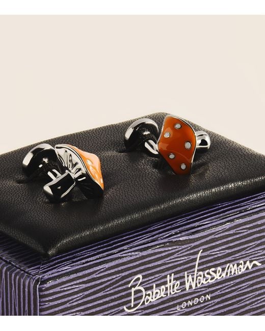 Babette Wasserman Natural Rhodium-Plated Mushroom Cufflinks for men