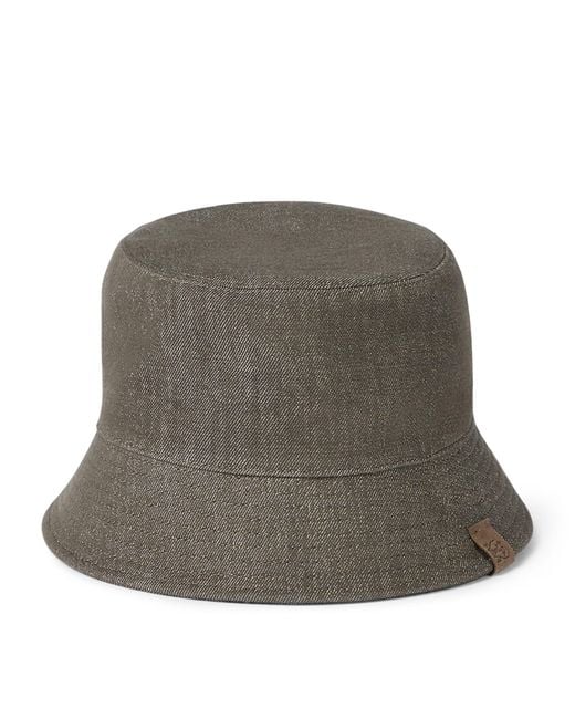 Brunello Cucinelli Green Denim Logo Bucket Hat