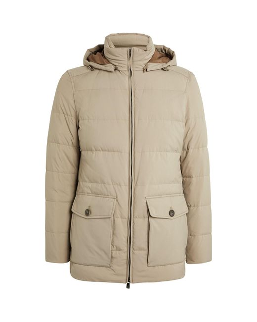 Corneliani Natural Water-resistant Quilted Puffer Coat for men