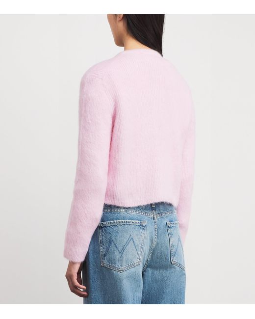 Maje Pink Cropped Bow Cardigan