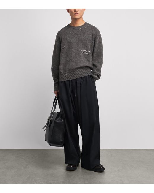 DOMREBEL Gray Wool-Blend Embroidered Wiser Sweater for men