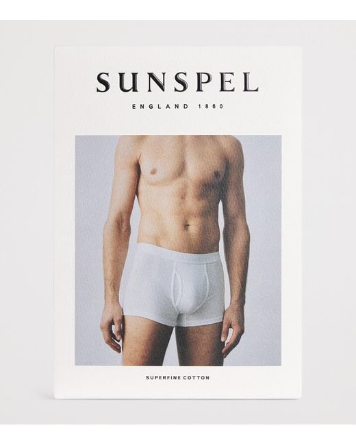 Sunspel Blue Superfine Cotton Low-Rise Trunks for men