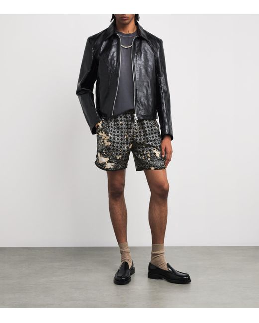 Amiri Gray Silk Bleached Bandana Print Shorts for men