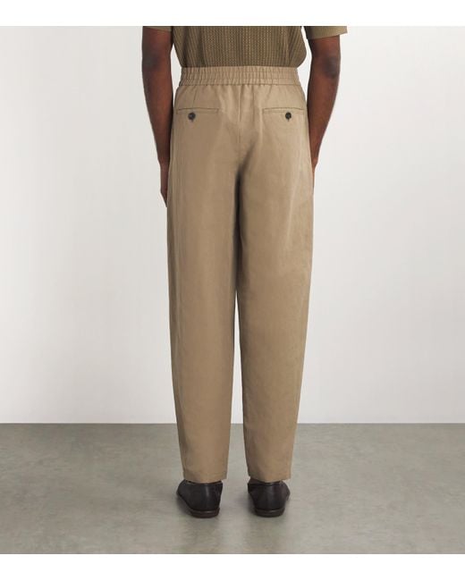 Giorgio Armani Linen-Cotton Straight Chinos in Natural for Men | Lyst