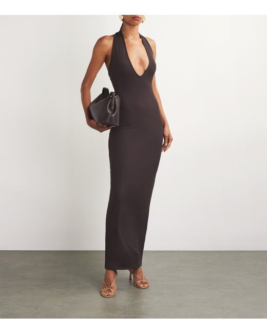 skims halter long dress Skims + Soft Lounge Deep Plunge Halter Long Dress