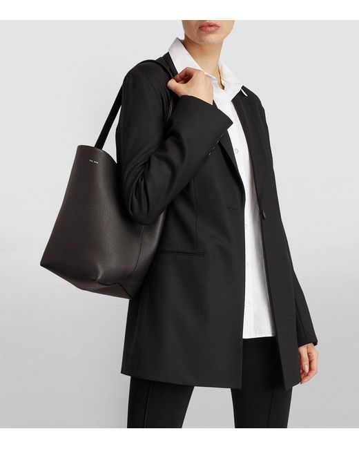 The Row Medium Leather N/s Park Tote Bag in Black | Lyst