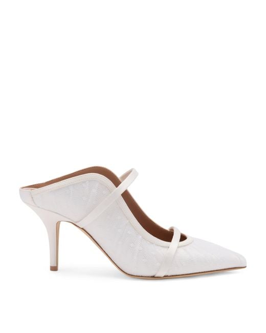 Malone Souliers White Tulle Maureen Heeled Mules 70