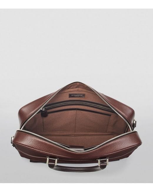 Aspinal Brown Leather Mount Street Briefcase Bag for men
