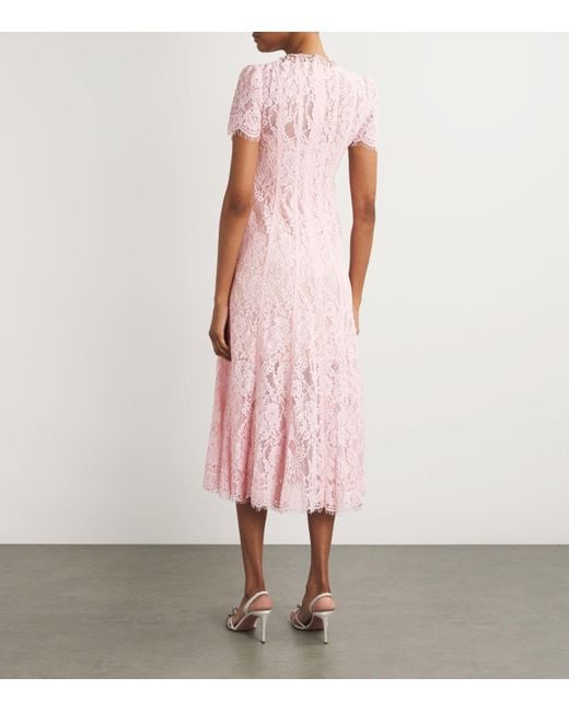 Self-Portrait Lace Embellished Midi Dress in Pink | Lyst Self-Portrait Lace Embellished Midi Dress in Pink | Lyst