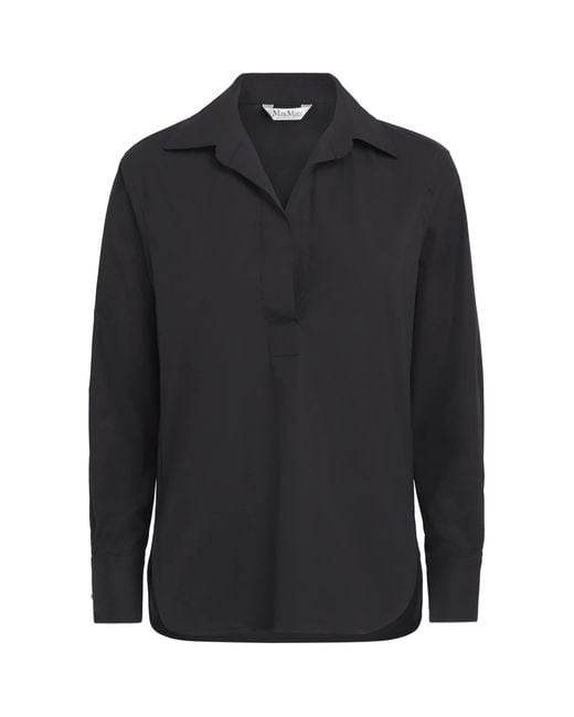 Max Mara Blue Stretch-Cotton Polo Shirt