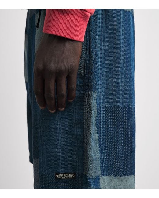 Kapital Blue Cotton Tugihagi Patchwork Shorts for men