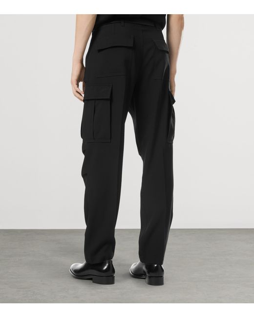 Tom Ford Black Virgin Wool-Blend Cargo Trousers for men