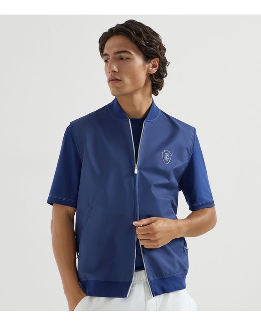 Brunello Cucinelli Blue Technical Crest Gilet for men