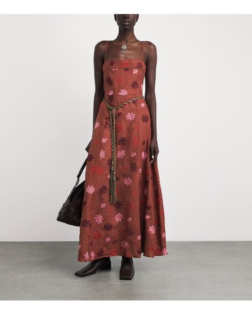 Lug Von Siga Red Linen Sara Midi Dress