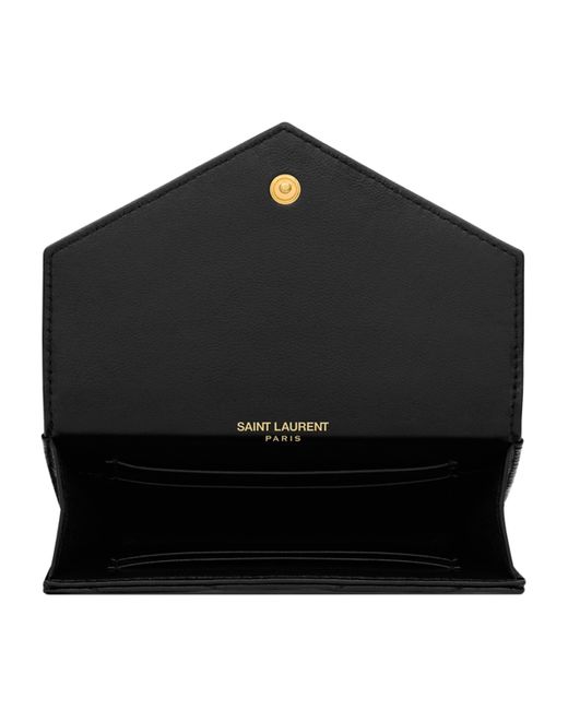 Saint Laurent Black Small Monogram Matelassé Envelope Wallet