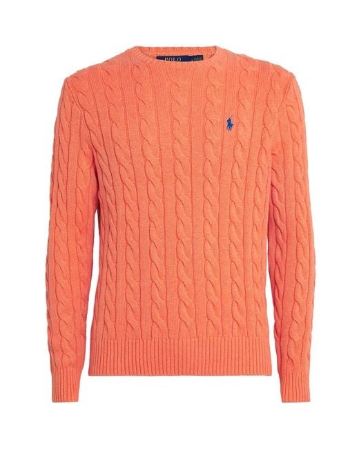 Polo Ralph Lauren Orange Cotton Cable-Knit Sweater for men