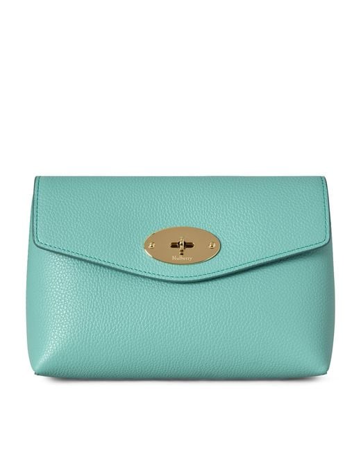 Mulberry Green Leather Darley Cosmetic Pouch