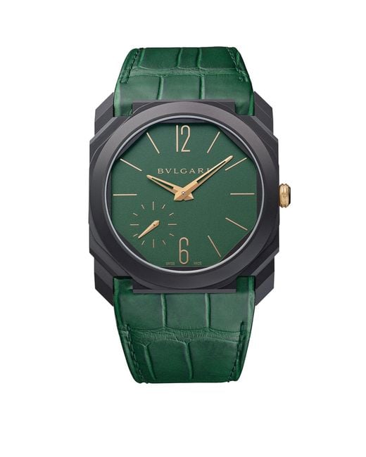 BVLGARI Green Titanium And Carbon Octo Finissimo Watch 40mm for men