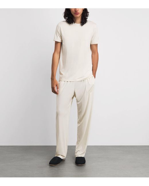 Derek Rose White Basel Lounge Trousers for men