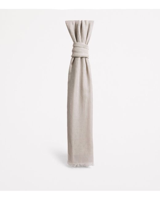 Emporio Armani Natural Cotton-Blend Jacquard Logo Scarf for men