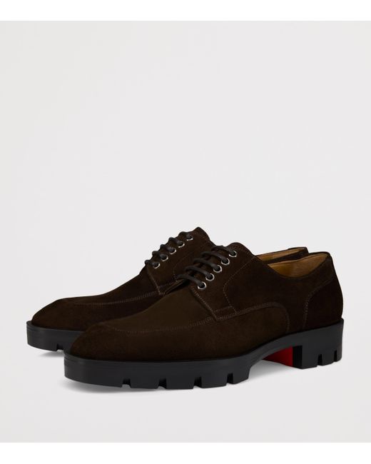 Christian Louboutin Brown Davisol Lion Suede Derby Shoes for men