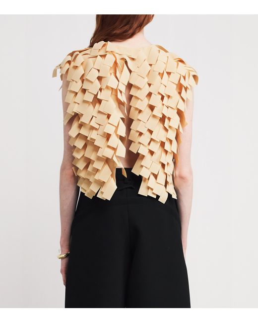 A.W.A.K.E. MODE Natural Fringed Crop Top