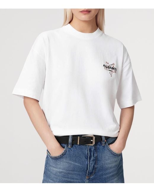 AllSaints White Cotton Pentacle Etta T-Shirt