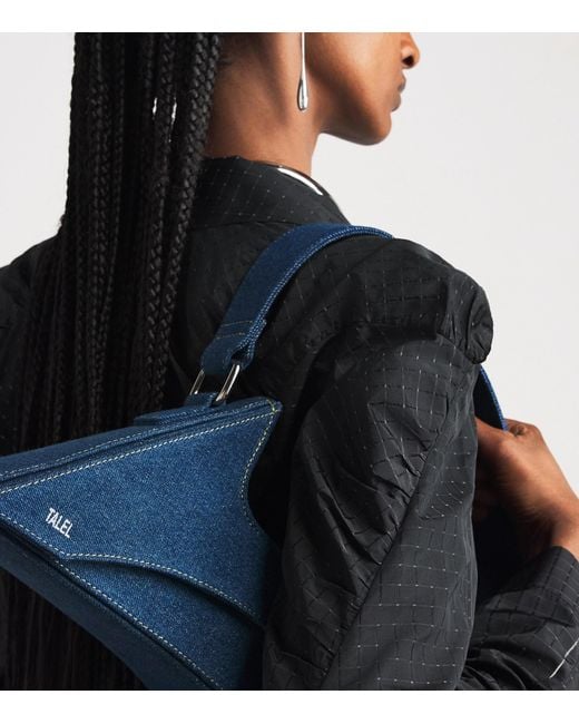 TALEL PARIS Blue Denim Wave Shoulder Bag