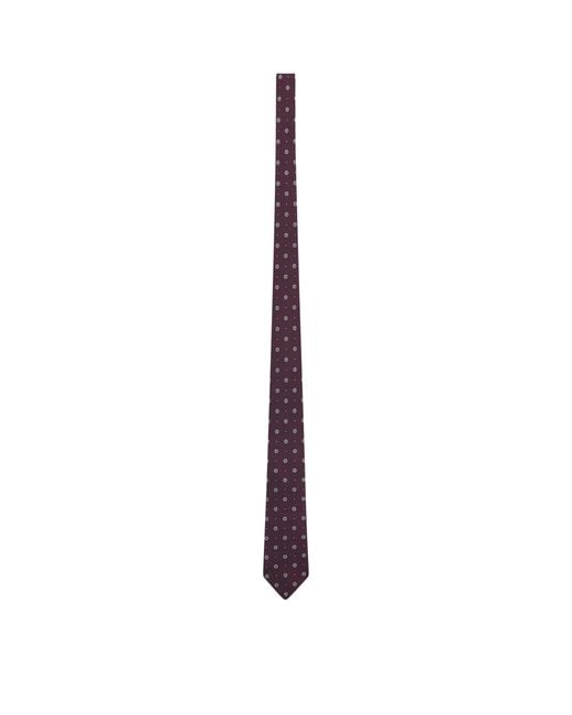 Saint Laurent White Silk Jacquard Medallion Tie for men