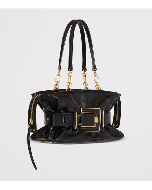 Balmain Black Small Leather Anthem Shoulder Bag