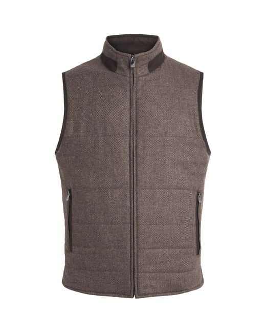 Corneliani Brown Wool-Cashmere Reversible Gilet for men