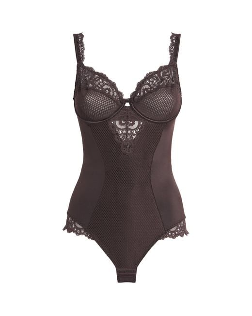 Maison Lejaby Brown Lace Gaby Underwired Bodysuit