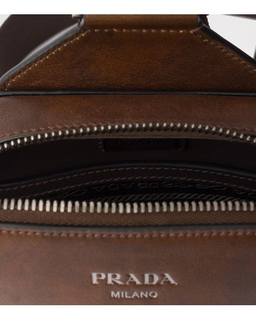 Prada Brown Leather Brique Cross-Body Bag for men